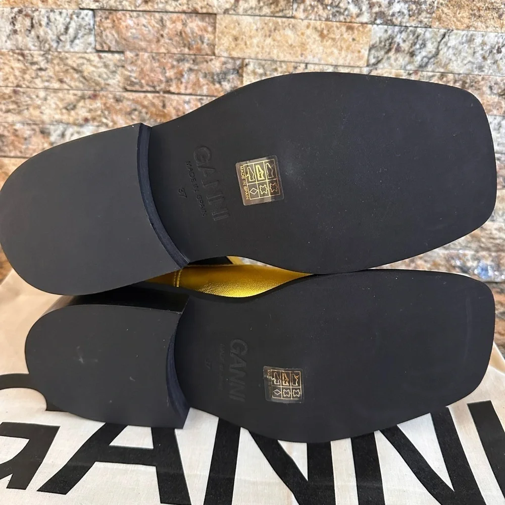 Ganni Gold Metallic Chelsea Ankle Boots